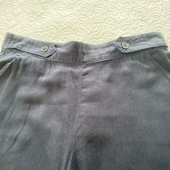 Croft & Barrow Linen Blend Dark Navy Pull On Wide Leg Cropped Pants Size Large - Picture 5 of 9